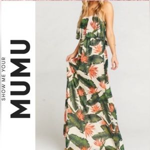 Show Me Your MuMu Caitlin Paradise Found Ruffle Maxi Dress X-small